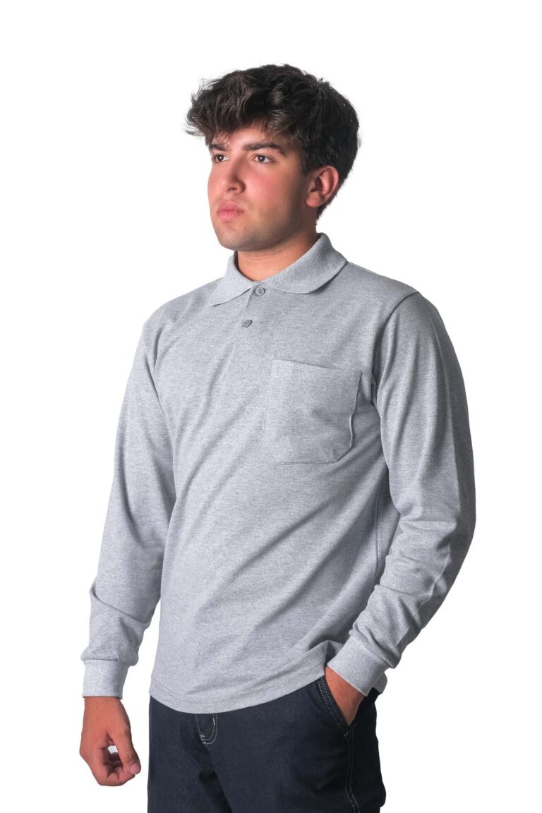 Polo Yaka Open-End Uzun Kol T-shirt Polo-Yaka-Uzun-Kol-Gri-1